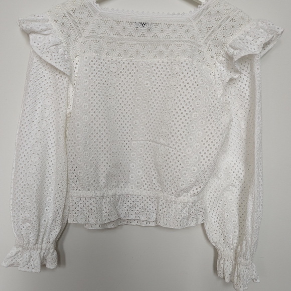 Sandro White Lace Ruffle Blouse - Picture 2 of 7